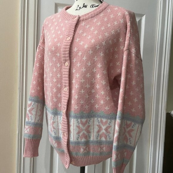 VINTAGE 1970 JANTZEN SWEATER KNITTED PINK Sz 2XL COQUETTE GRANDMA CORE ICONIC - Picture 3 of 16